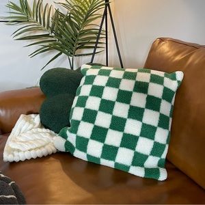 Green Checkered Pillow with Insert